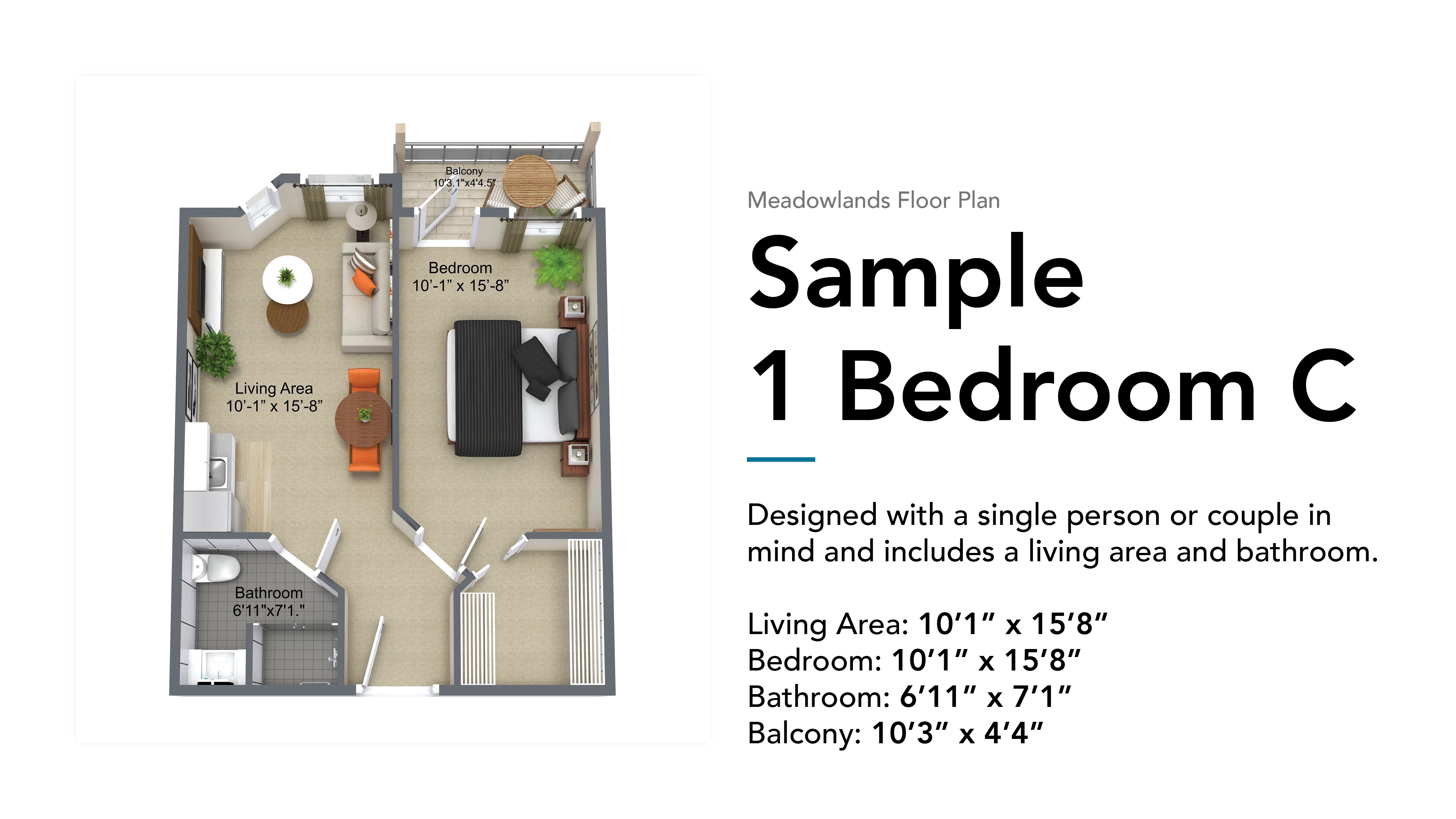meadowlands sample 1 bedroom c floor plan