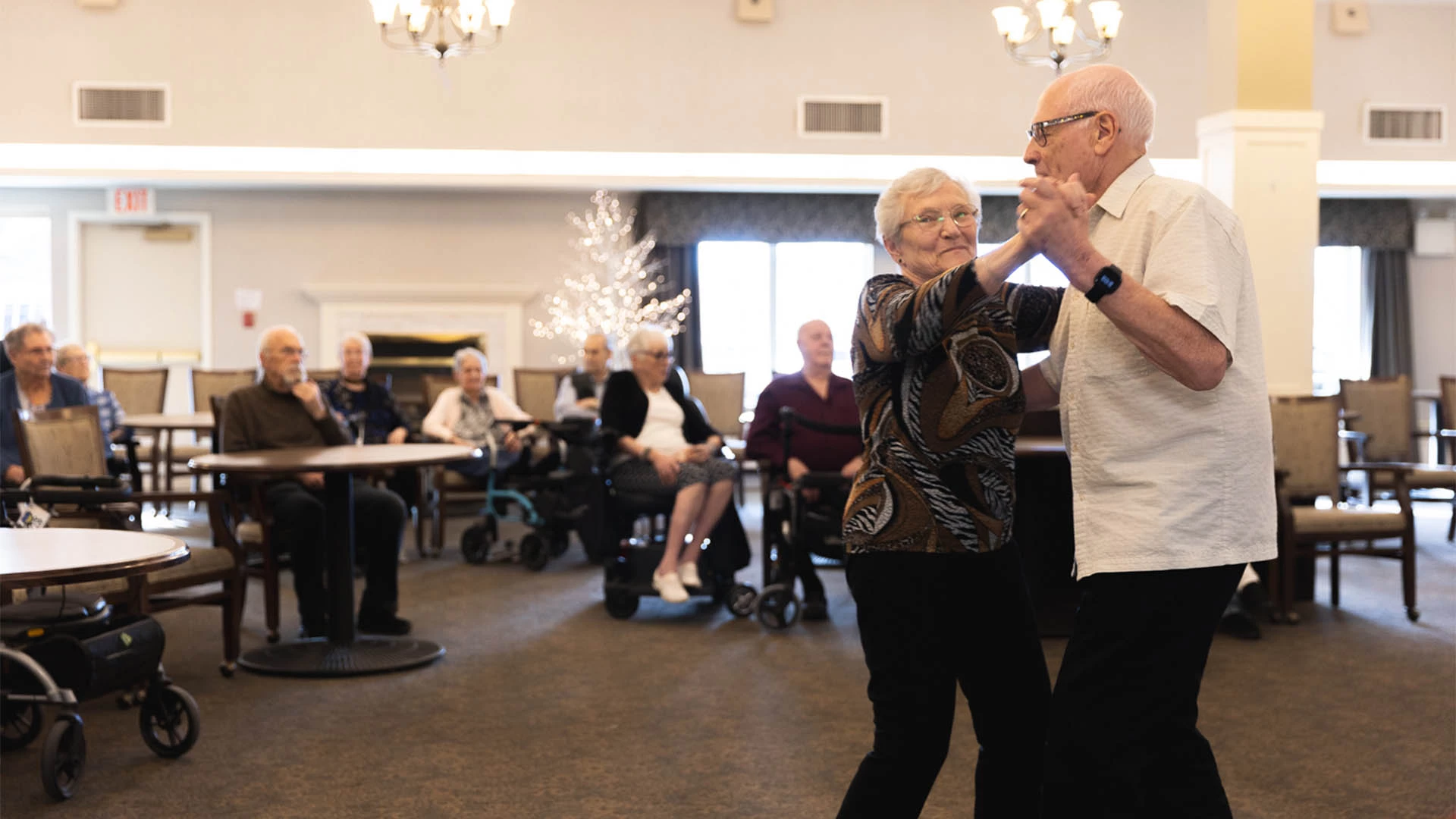 Senior couple slow dancing